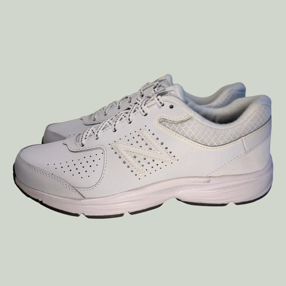 New Balance 411v1 White Leather Walking Shoes Sneakers Women Sz 8.5 NIB WW411WT2